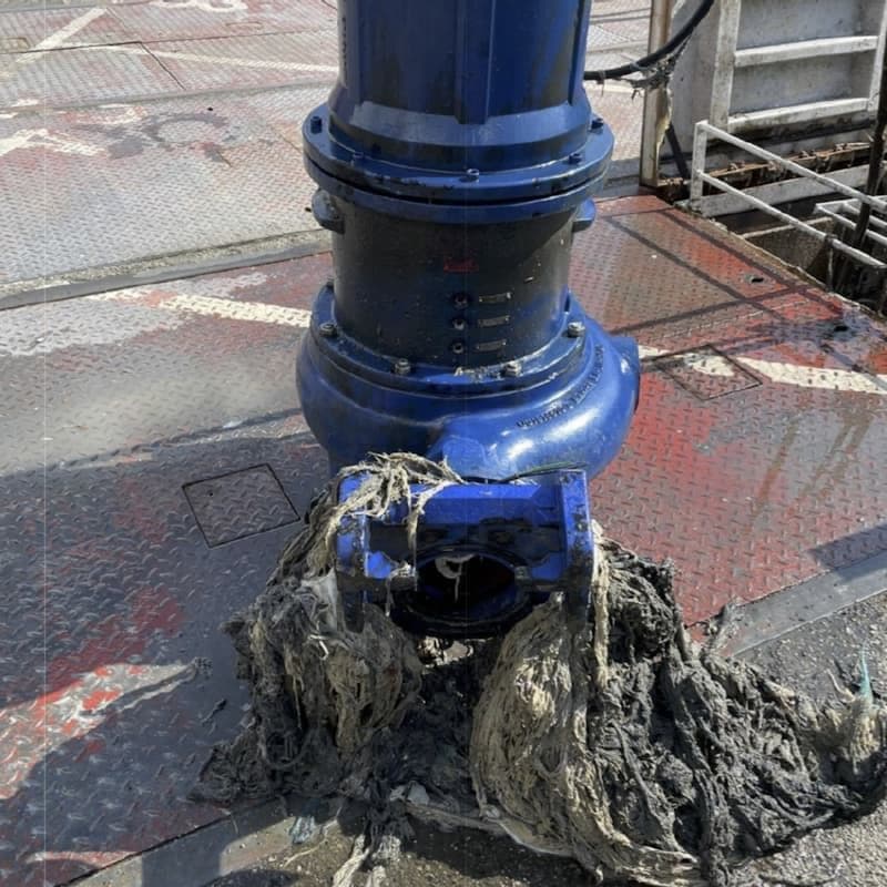 Submerged wastewater pump lifted for inspection after SAM4 detected a developing fault at a Northern Ireland Water site