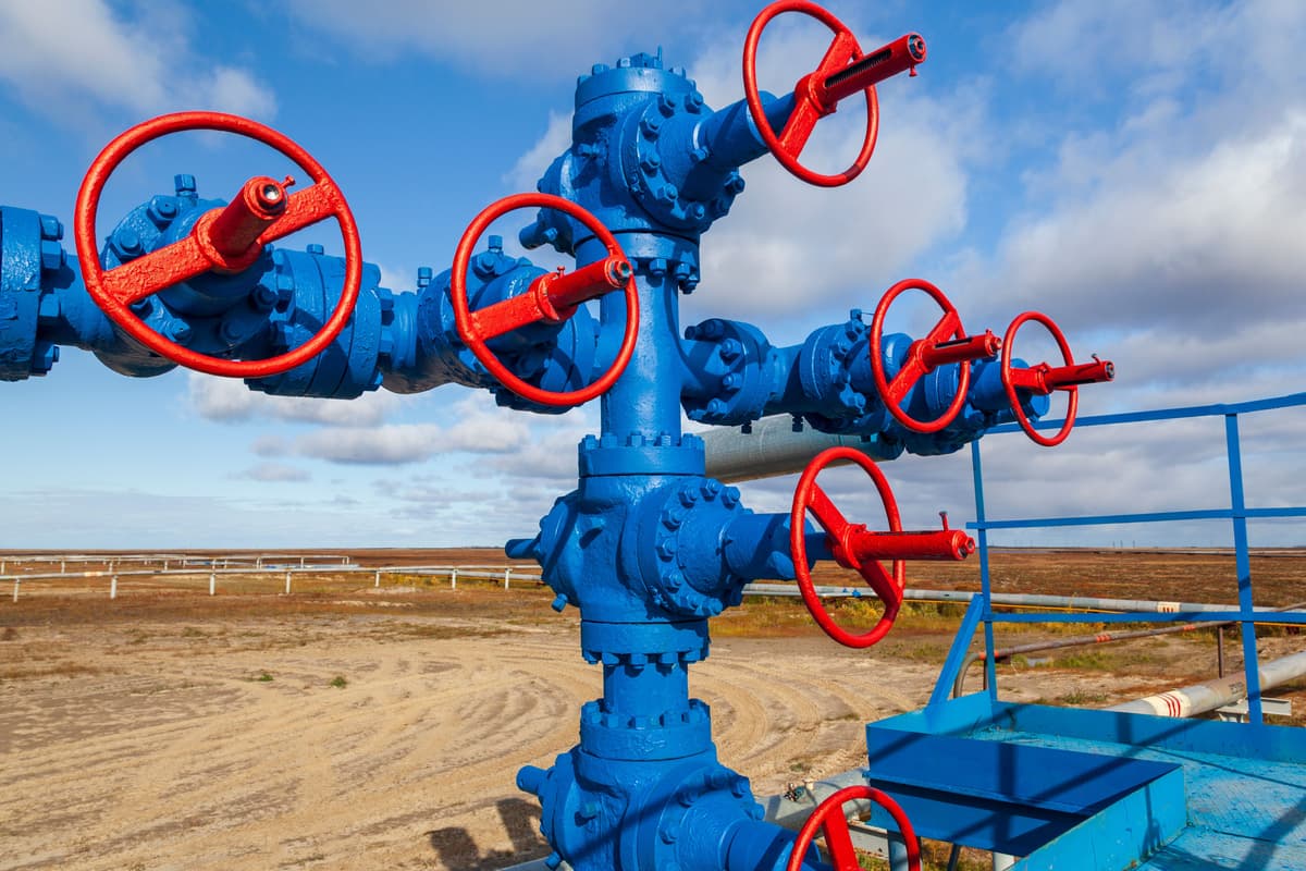 Oil field at sunset