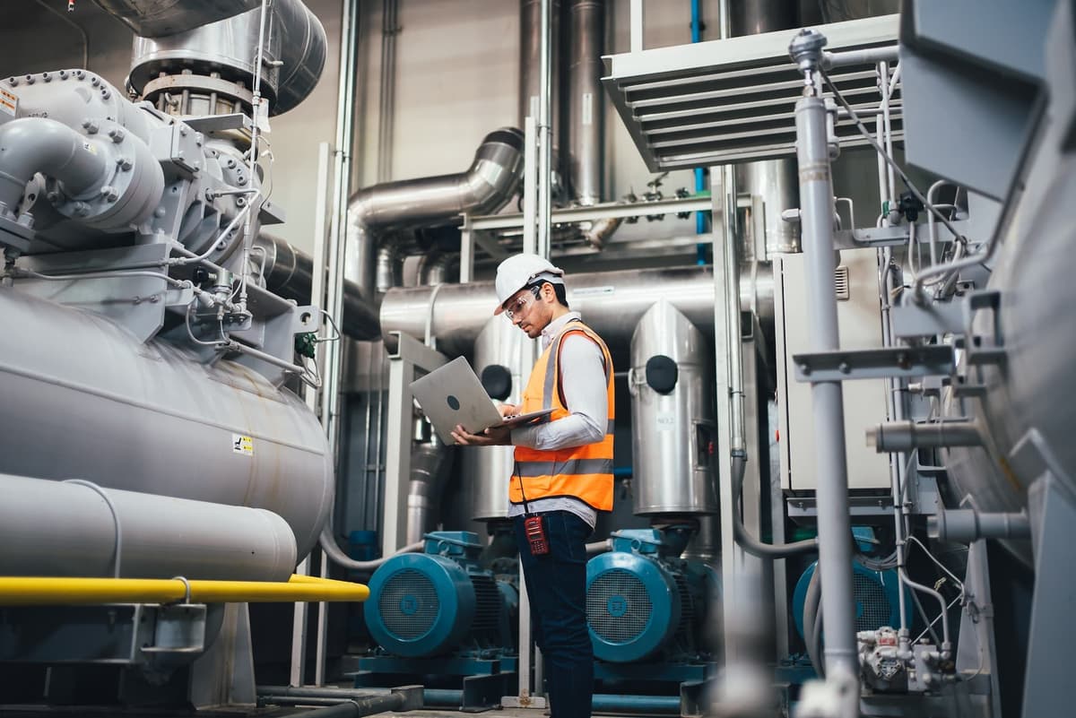 Engineer doing maintenance of electric motors